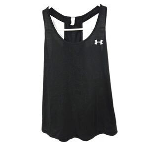 Under Armour Sz Large Womens Black Fitted Heat Gear Razor Back Tank Top